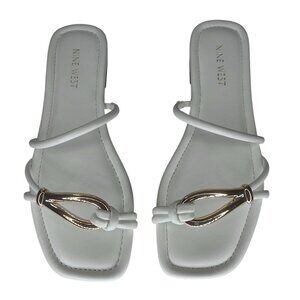 NWT Nine West Women's Tigra Strappy Flat Sandals - White